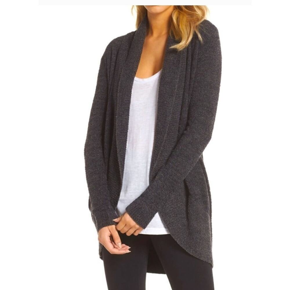 Barefoot Dreams CozyChic Lite Circle Cardigan Carbon/ Black Heather Grey | 1X